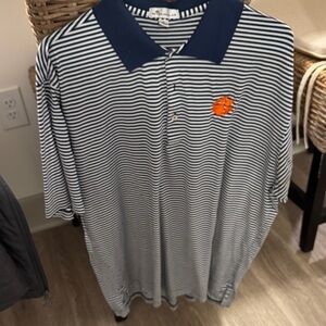 Peter Millar Navy and White Striped Polo (Clemson Paw)